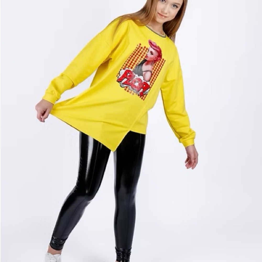 Yellow Kids Pop Art Graphic Long Sleeve Shirt